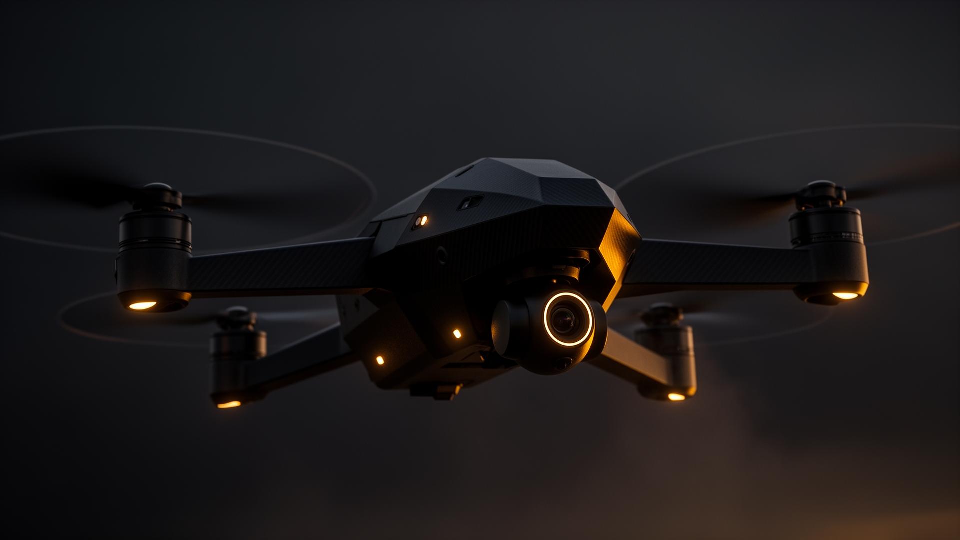 Close-up of autonomous aircraft sensor pod at sunset